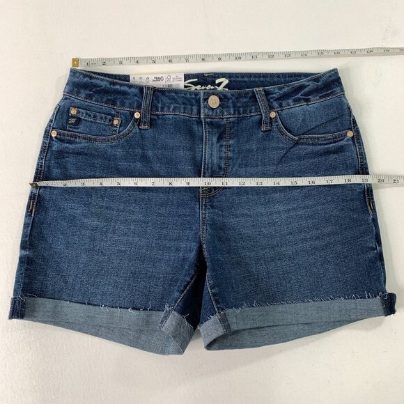 Seven7 Women's Shorts 8 Weekend Short Cuffed Stretch Denim Shorts Size 8 Blue - Picture 6 of 7